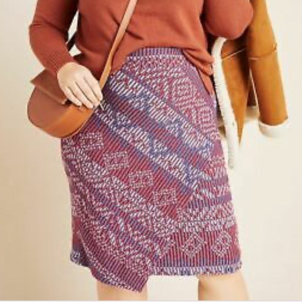 Maeve Multicolor Geometric Knit Pencil Skirt
